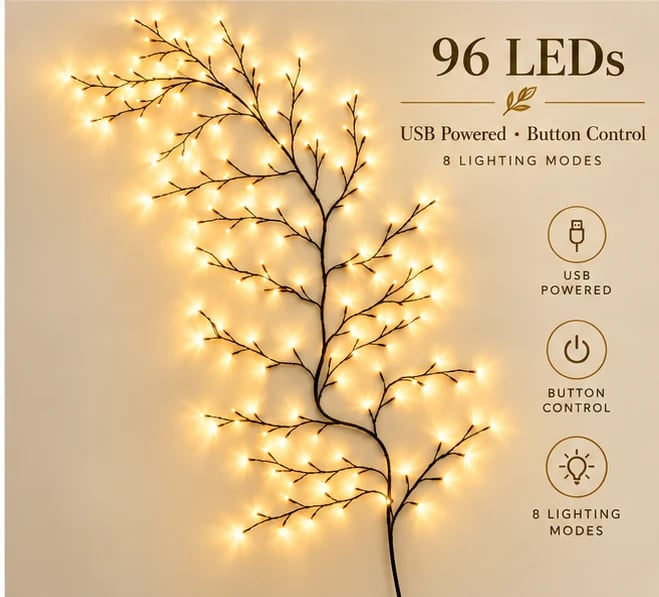 ✨ Flexible LED Branch Lights | Remote-Controlled Holiday Wall Decor🎁