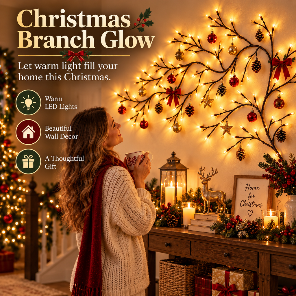 ✨ Flexible LED Branch Lights | Remote-Controlled Holiday Wall Decor🎁
