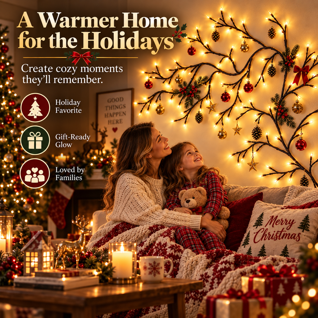 ✨ Flexible LED Branch Lights | Remote-Controlled Holiday Wall Decor🎁