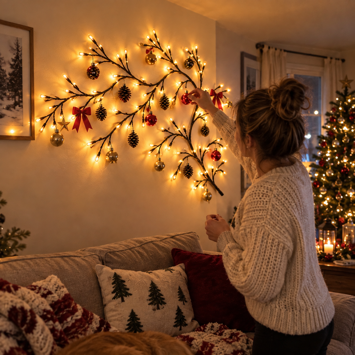 ✨ Flexible LED Branch Lights | Remote-Controlled Holiday Wall Decor🎁