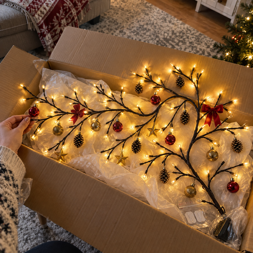 ✨ Flexible LED Branch Lights | Remote-Controlled Holiday Wall Decor🎁